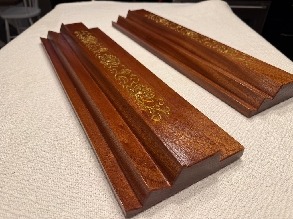 Carved Inlay Double Handed Mahjong Racks (Set of 2)