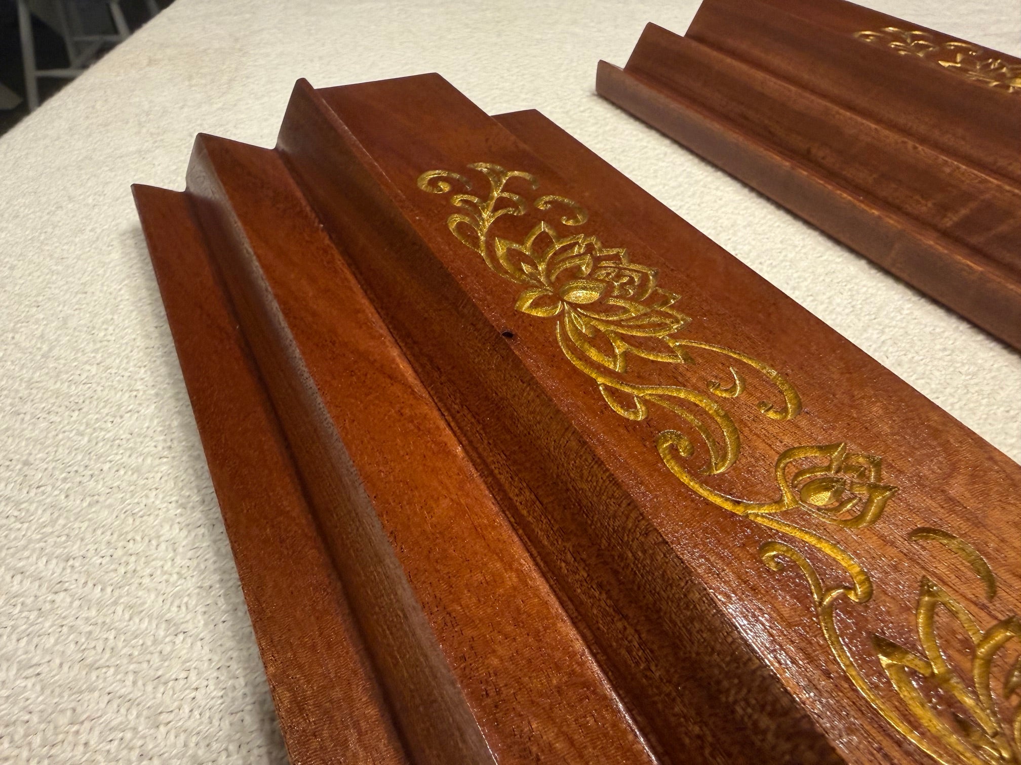 Carved Inlay Double Handed Mahjong Racks (Set of 2)