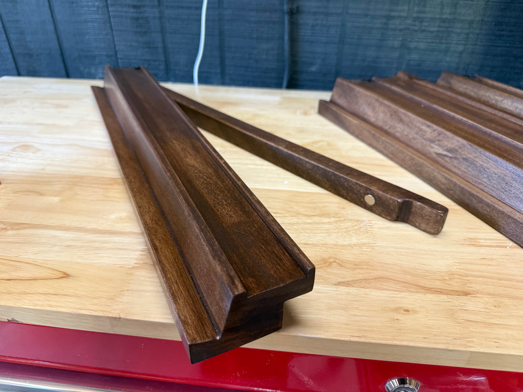 Mahjong Racks (Set of 4) - Dark Stained Hinged Pushers 19"