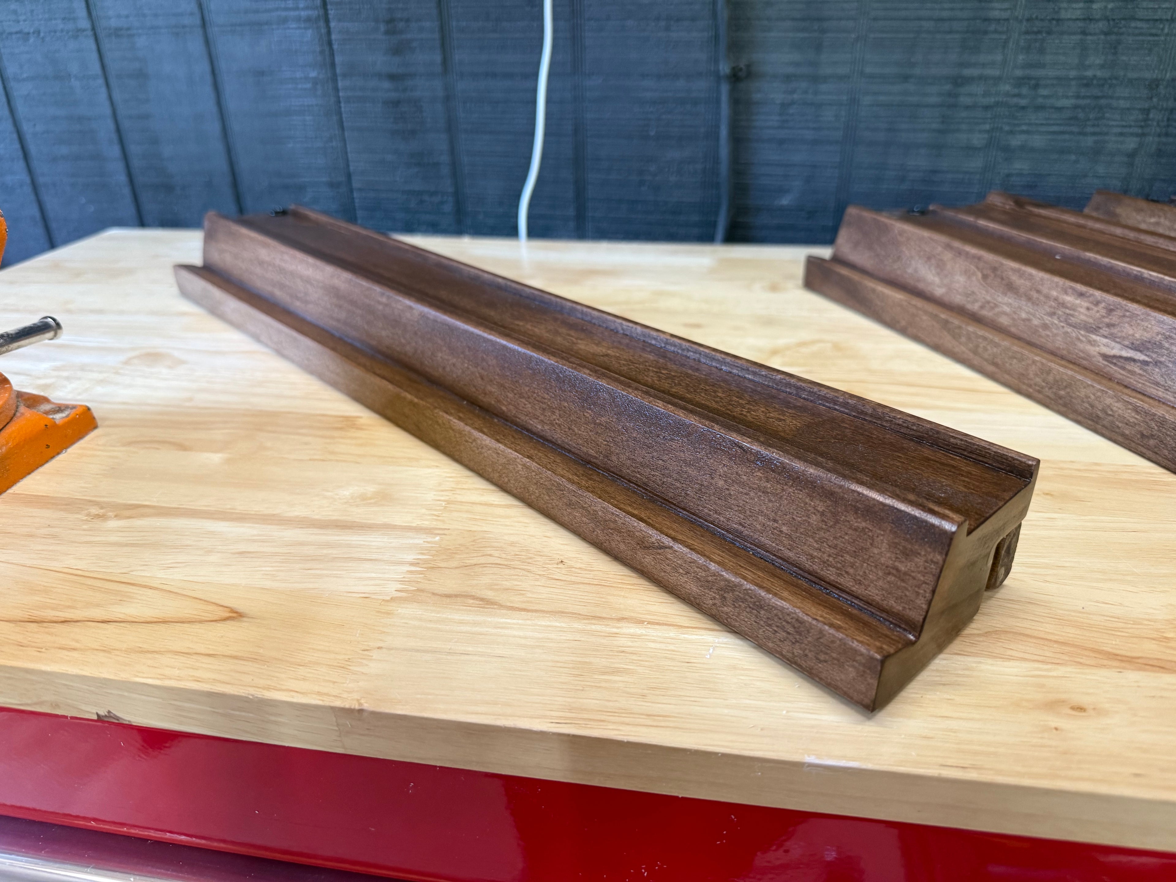 Mahjong Racks (Set of 4) - Dark Stained Hinged Pushers 19"